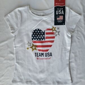 American Girl T-Shirt For GIRLS, Team USA Patriotic Heart Flag, Size 7/8 (NWT!)